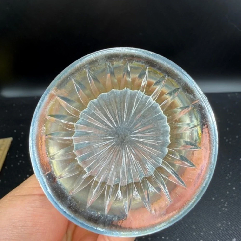 Vintage Marigold Carnival Glass‎ Iridescent Ruffled Trumpet Vase 8 Inch Sunburst